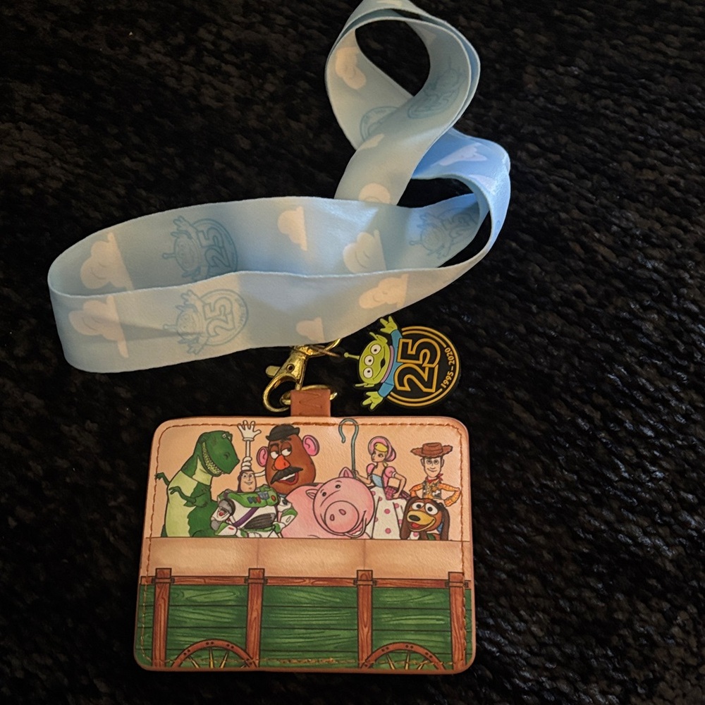 Loungefly Blue and Tan Lanyard with Character Badge
